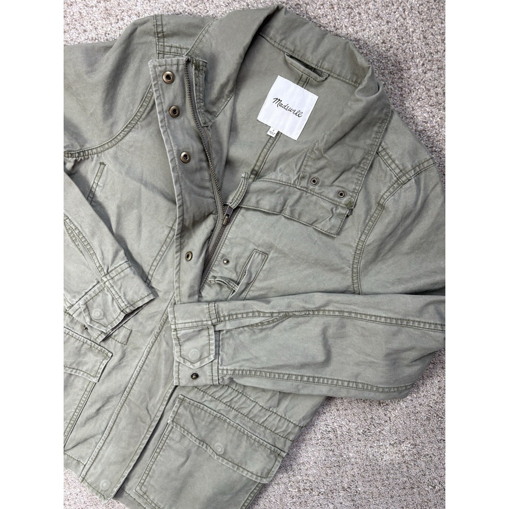 MADEWELL Military Cargo Utility Fleet Jacket Womens Small Olive Green Gorpcore